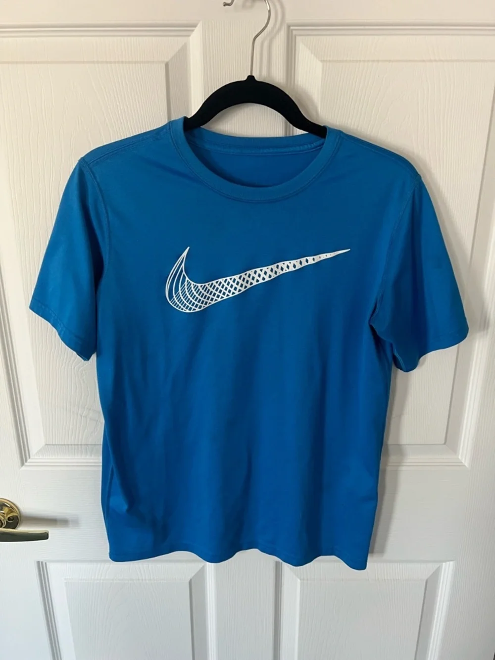 Nike Men's Bright Blue Short Sleeve Performance Tee with White Swoosh